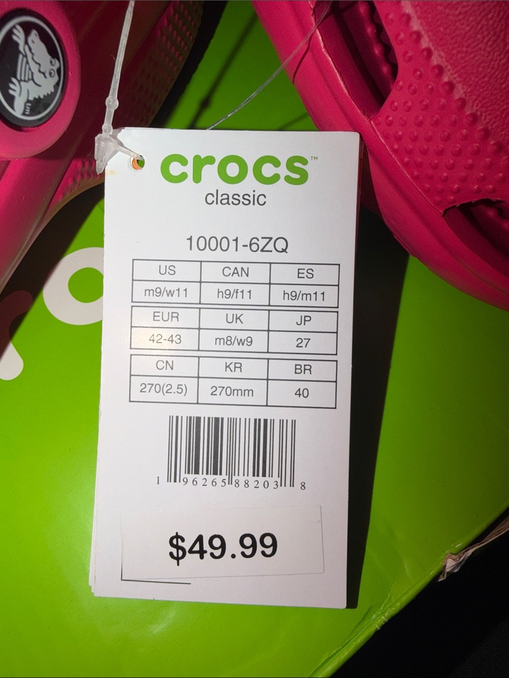 🩷🩴🐊🩴🩷CROCS Classic Clog in Dragon Fruit Pink 9M/11W - Picture 3 of 5
